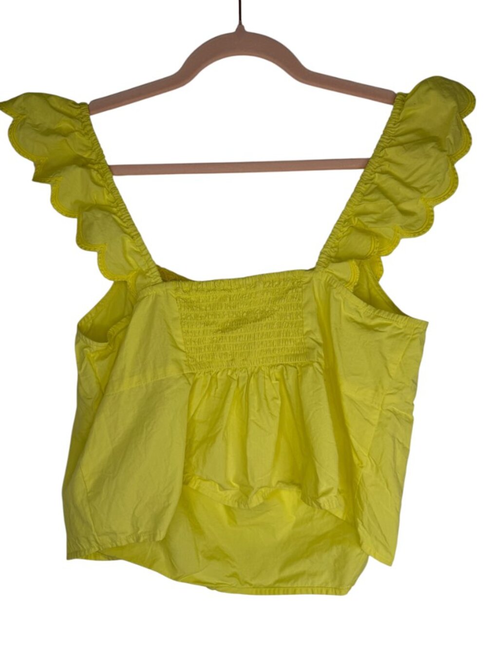 MOTHER The Butterfly Tank Wing It Yellow Embroidered Ruffle Top-M- MSRP $195 - Picture 3 of 11
